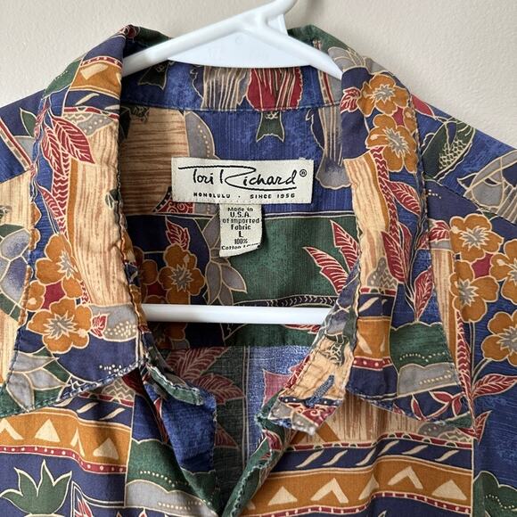 Tori Richard Mens LARGE Hawaiian Shirt Turtle Fish Tropical Print Vacation - Picture 2 of 9